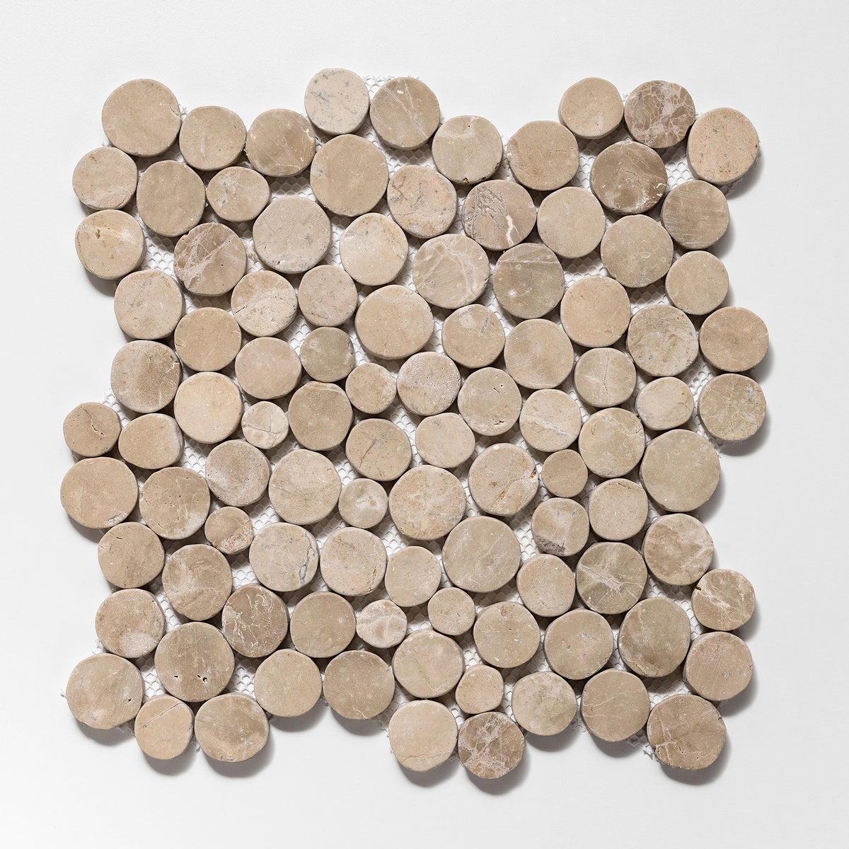 Penny Rounds Tan Marble Tumbled