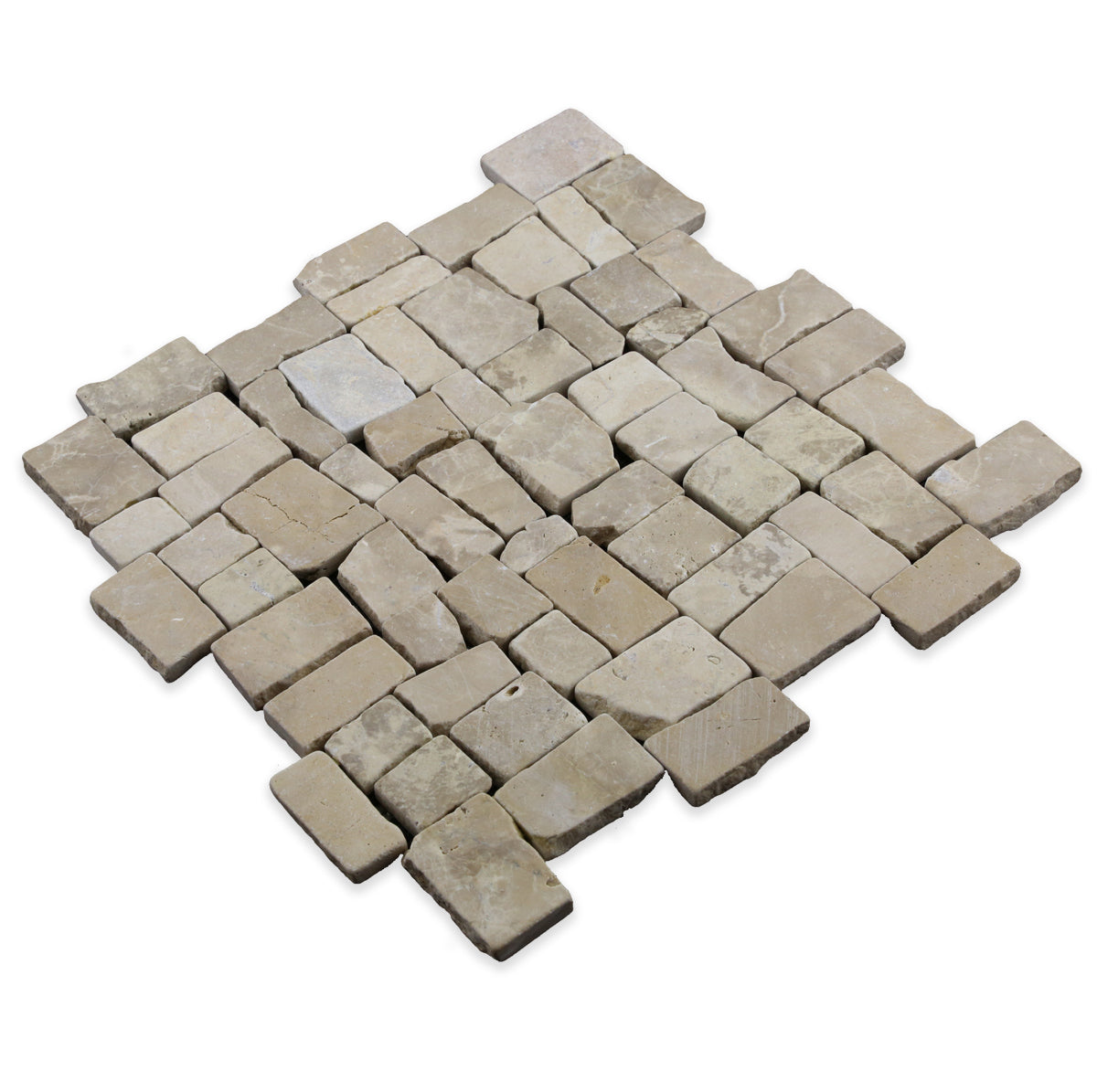 Block Mosaic Tan Marble Tumbled