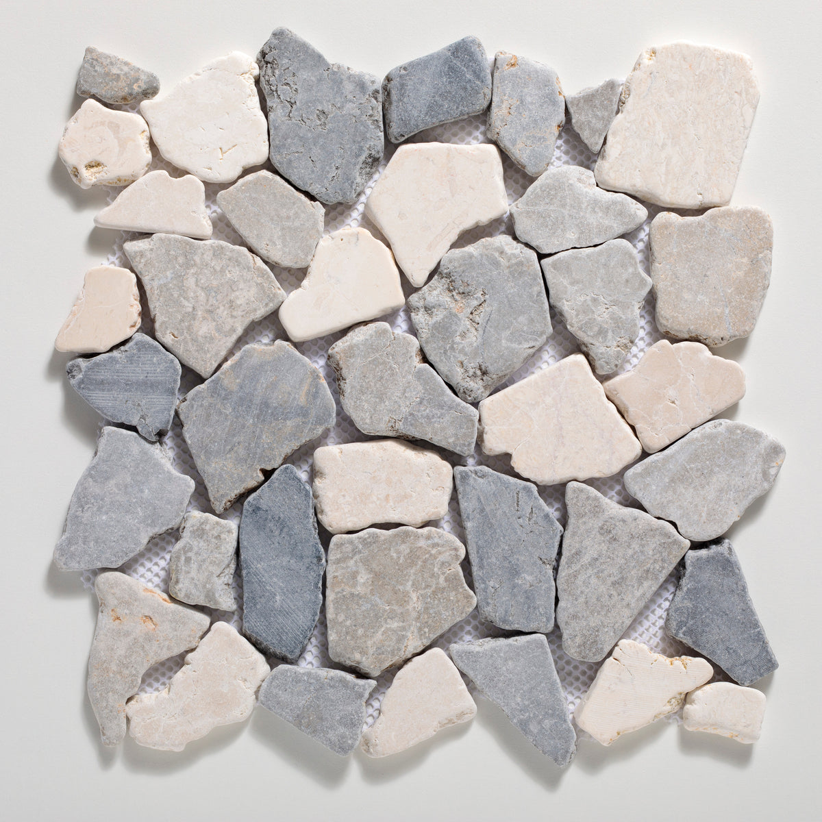 Fit Mosaic Light Grey & Off-White Marble Tumlbed