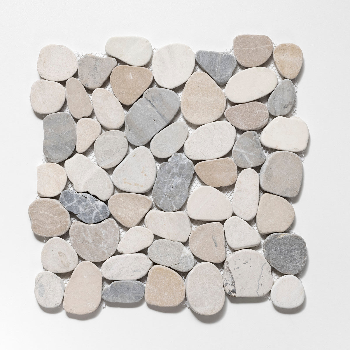 Sliced Pebble Grey, White, Tan Natural