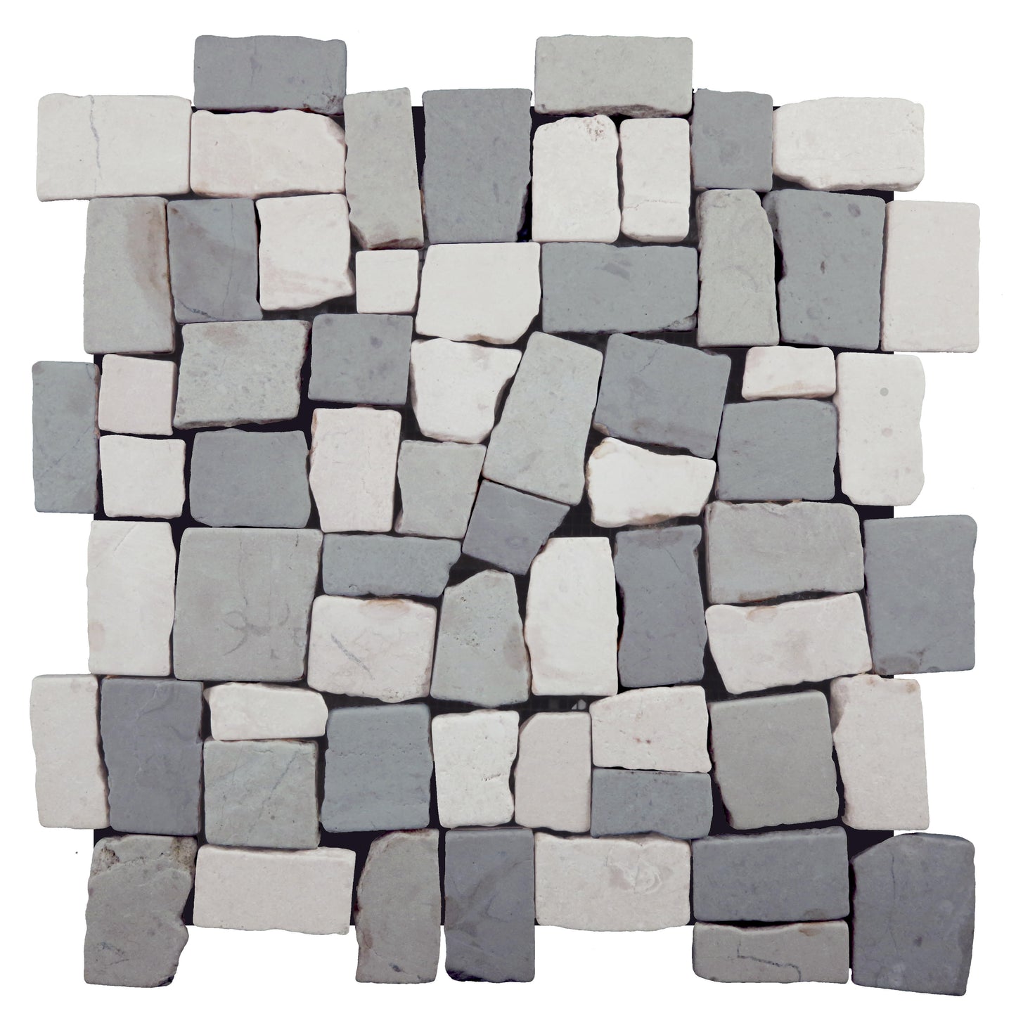 Block Mosaic Light Grey & Off-White Tumbled