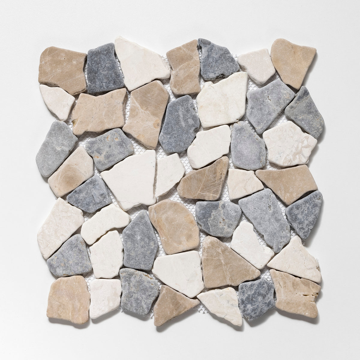 Fit Mosaic Tan, Off-White, & Grey Marble Tumbled