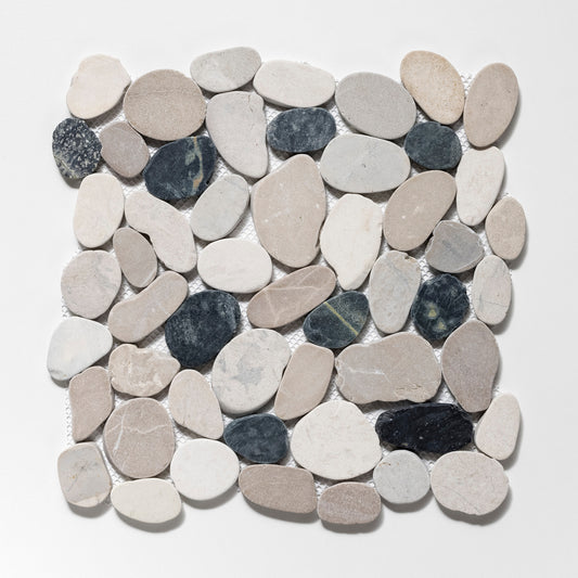 Sliced Pebble White, Black & Tan Natural