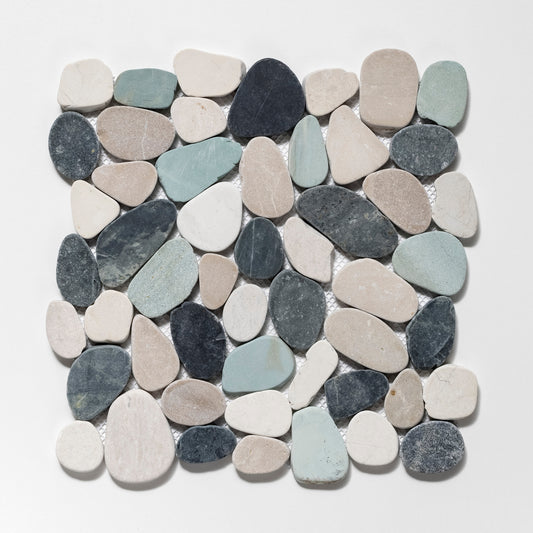 Sliced Pebble Black, Green, & Tan Natural